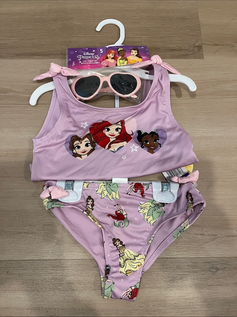 Disney Princess Lavender Two-Piece Swim Set with Pink Sunglasses